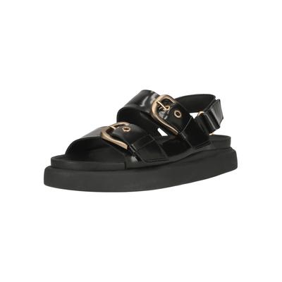 Sandale CLARKS "Aristella Bay", Damen, Gr. 37, schwarz, Leder, Schuhe Sandale, mit Contour Cushion-Fußbett