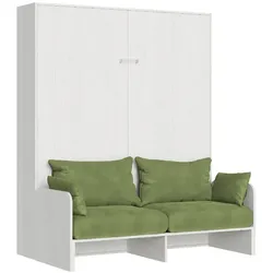 Itamoby Kentaro 160 cm Klappbett für Doppelbett mit Sofa aus weißer Esche, grün