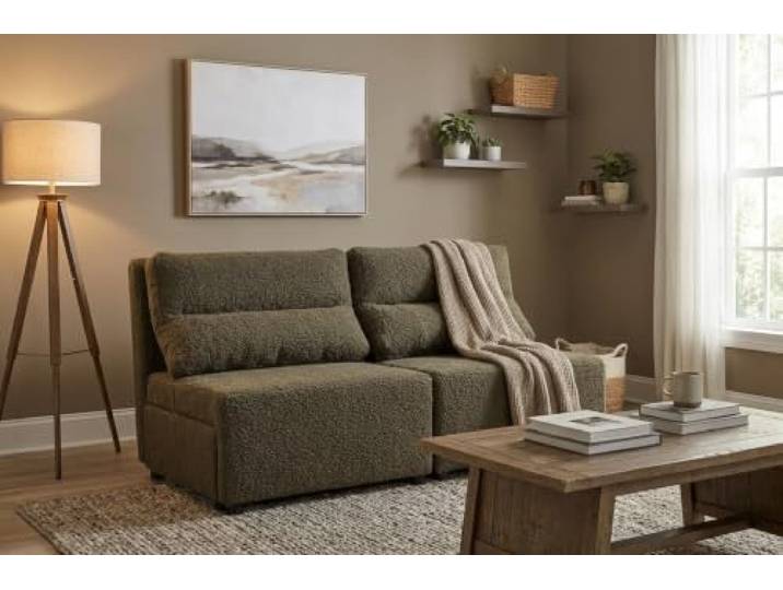 Sofa 2-Sitzer-Schlafsofa mit Stauraum, schwarzer Velours, KIMO Family Möbel