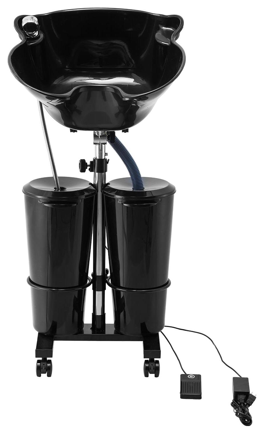 Tragbares Salon-Waschbecken mit Pumpe, 2 Eimern, schwarz, 48x50x140 cm