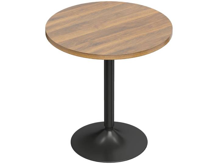 Table de bar ronde moderne pieds antidérapants noyer