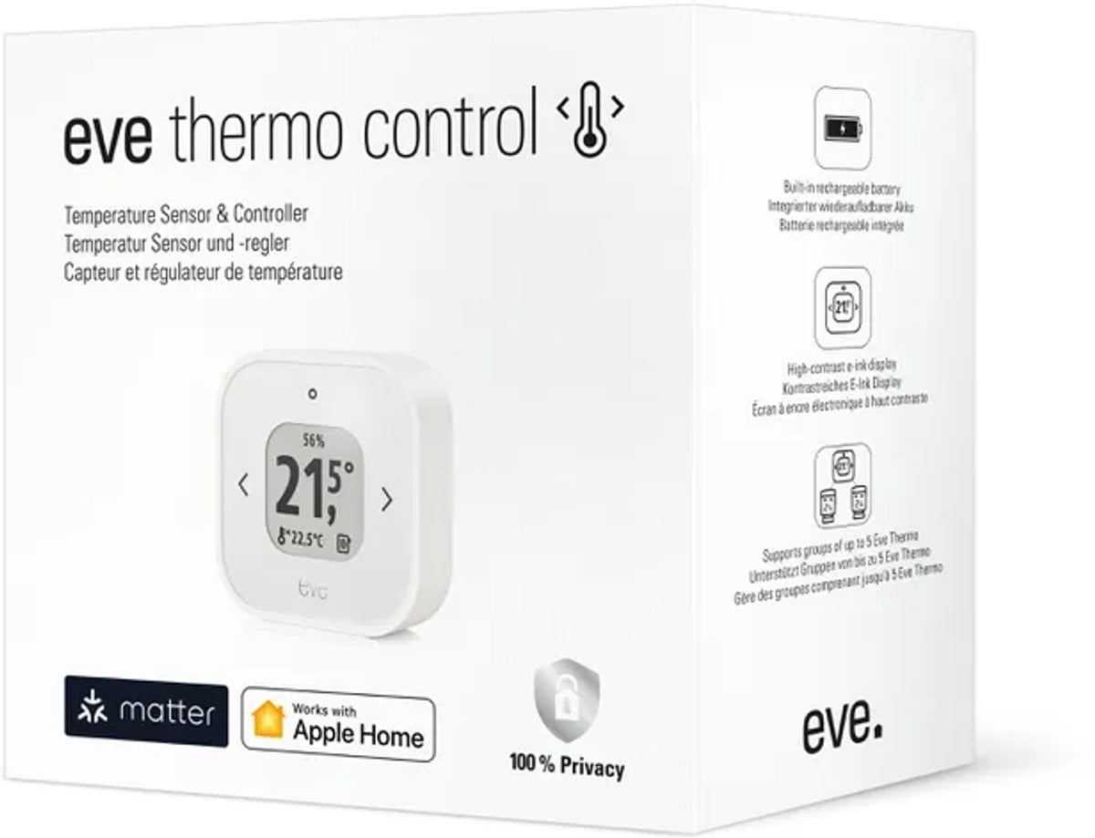 Eve Systems Thermo Control Matter (10ECK9951) Temperatuursensor en bediening voor Eve Thermo (Matter), Thread, compatibel met Apple Home