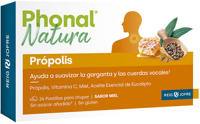 Phonal Natura Pastilles à sucer saveur miel Propolis 24 unités