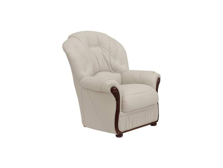 Fauteuil 100% cuir de buffle ivoire DAPHNE