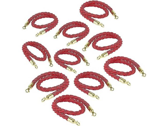 Gedrehtes dekoratives Warteschlangenabsperrseil mit Haken(10 Pack,200Cm/79 in)