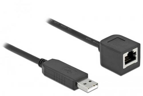 Delock USB-A zu RJ45 Adapterkabel USB 2.0 USB-A Stecker, RJ45 0.25m Schwarz 64162