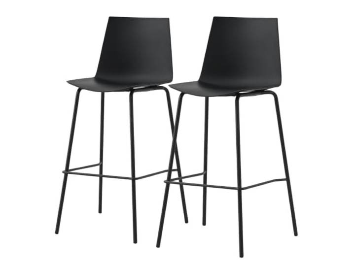 home24 Barstuhl Metall Kunststoff 54 x 54 x 109 cm Gestell aus pulverbeschichtetem Eisen, Sitzschale und Gestell Schwarz, skandinavisches Design