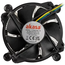 Akasa Copper Core Cooler for Intel LGA1700 up to 125W TDP. pushpin (63.20 mm), CPU Kühler, Grau, Schwarz