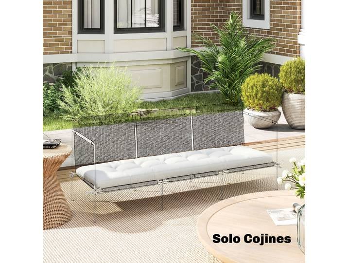 Outsunny Coussin Banc Extérieur 198x65x13 cm UV50+ Crème