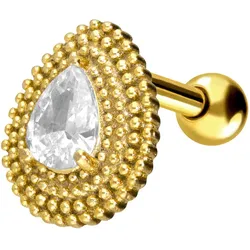 Chirurgenstahl Ohrpiercing TROPFEN + KRISTALL