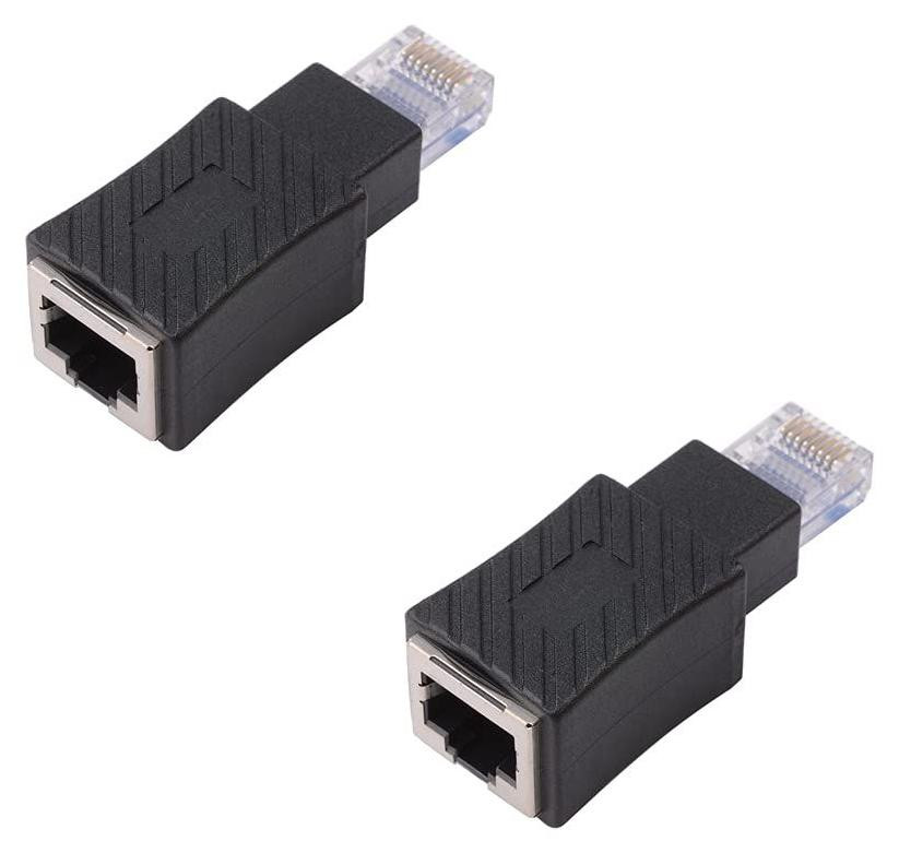 Selius 2 stuks RJ45 Ethernet-adapter, RJ45 mannelijk naar vrouwelijk