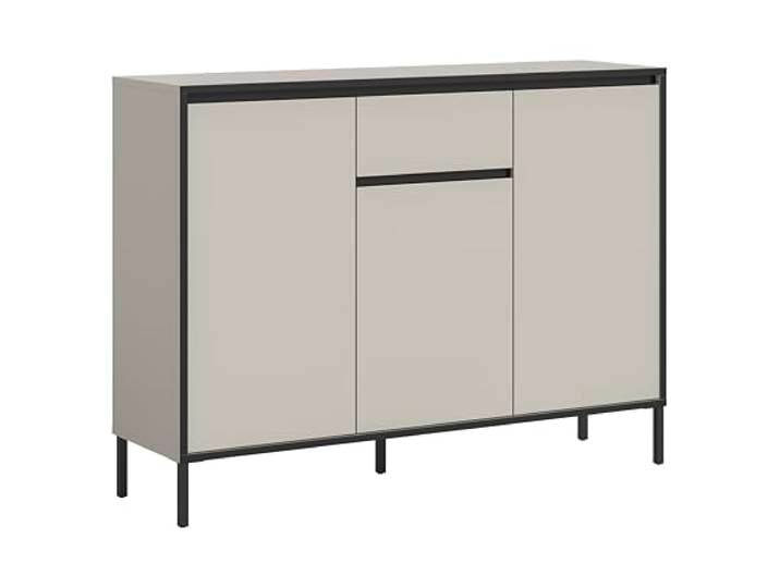 xonox.home – Kommode Tron 136x101x38 cm in Kaschmir Nachbildung und Schwarz – Kompakte Stauraum-Kommode mit klarer Linienführung – vielseitig einsetzbar & pflegeleicht