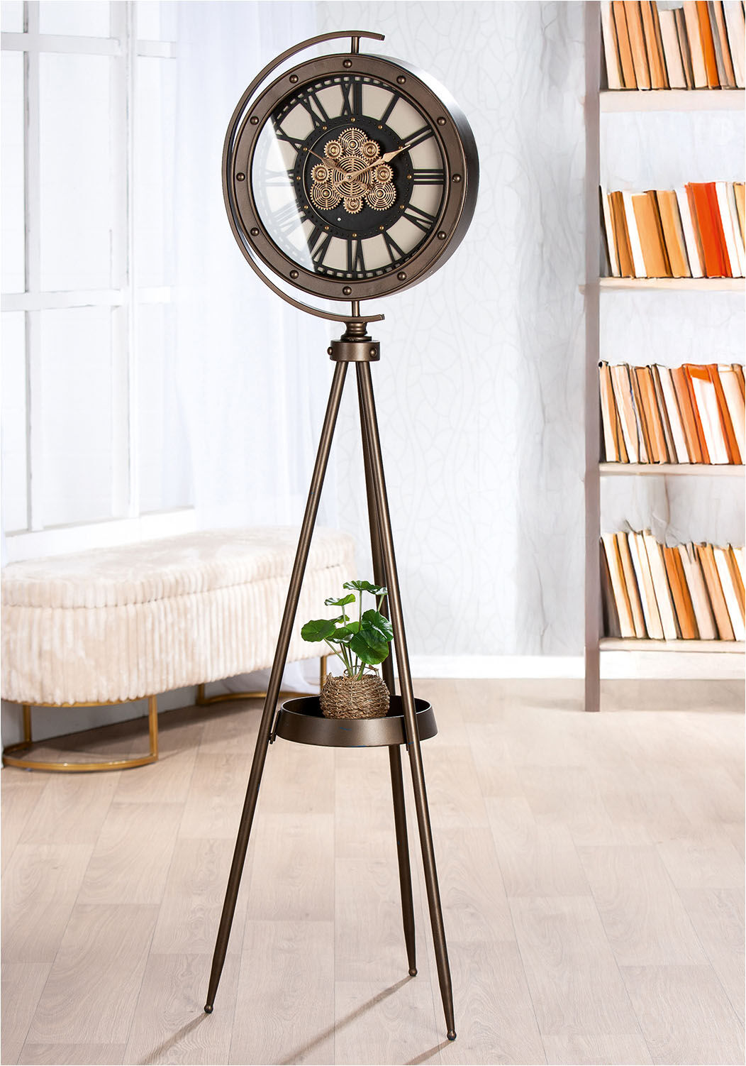 Standuhr GILDE "Standuhr Heritage", braun (kupferfarben, schwarz), B:42cm H:163cm L:45cm, Metall, Standuhren, Standuhr