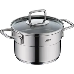 Silit Extra Cook Mini-Kochtopf 14 cm mit Glasdeckel, Pfanne + Kochtopf, Silber