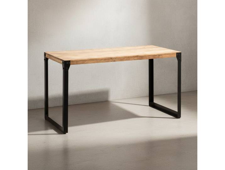 KADIMA DESIGN Esstisch Esszimmertisch 120x60x76 cm Akazie Massivholz Metall Esstisch (Speisetisch Esszimmer Rechteckig), Industrial, Küchentisch mit Metallbeinen, Holztisch Klein