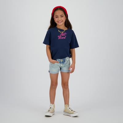 Shorts VINGINO "Damara icon", Mädchen, Gr. 146, N-Gr, blau (light vintage), Denim/Jeans, Obermaterial: 72% Baumwolle, 27% Polyester, 1% Elasthan, unifarben, normal extrakurz, Hosen Shorts, Jeansshorts 5 Pocket, für Girls