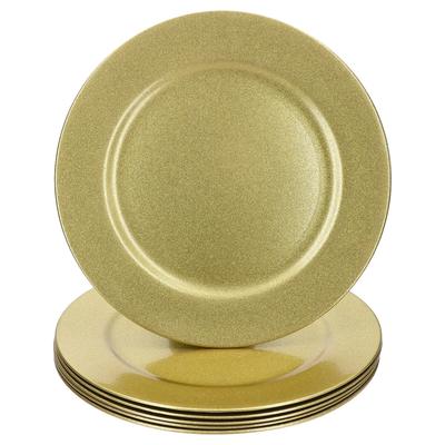 6er Set Platzteller Gold Glitzer 33cm Dekoteller leicht Kunststoff