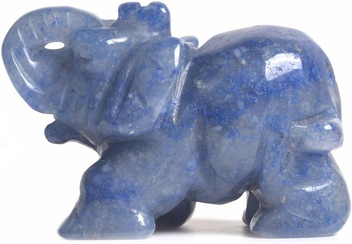 Blauwe Aventurijn Olifant - Edelsteen Kristal Dier Totem Beeldje