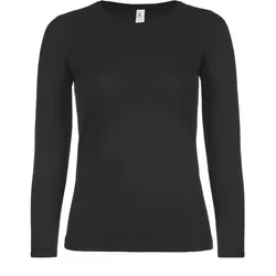 B&C Damen T-Shirt #E150 langarm Long Sleeve TW06T black M