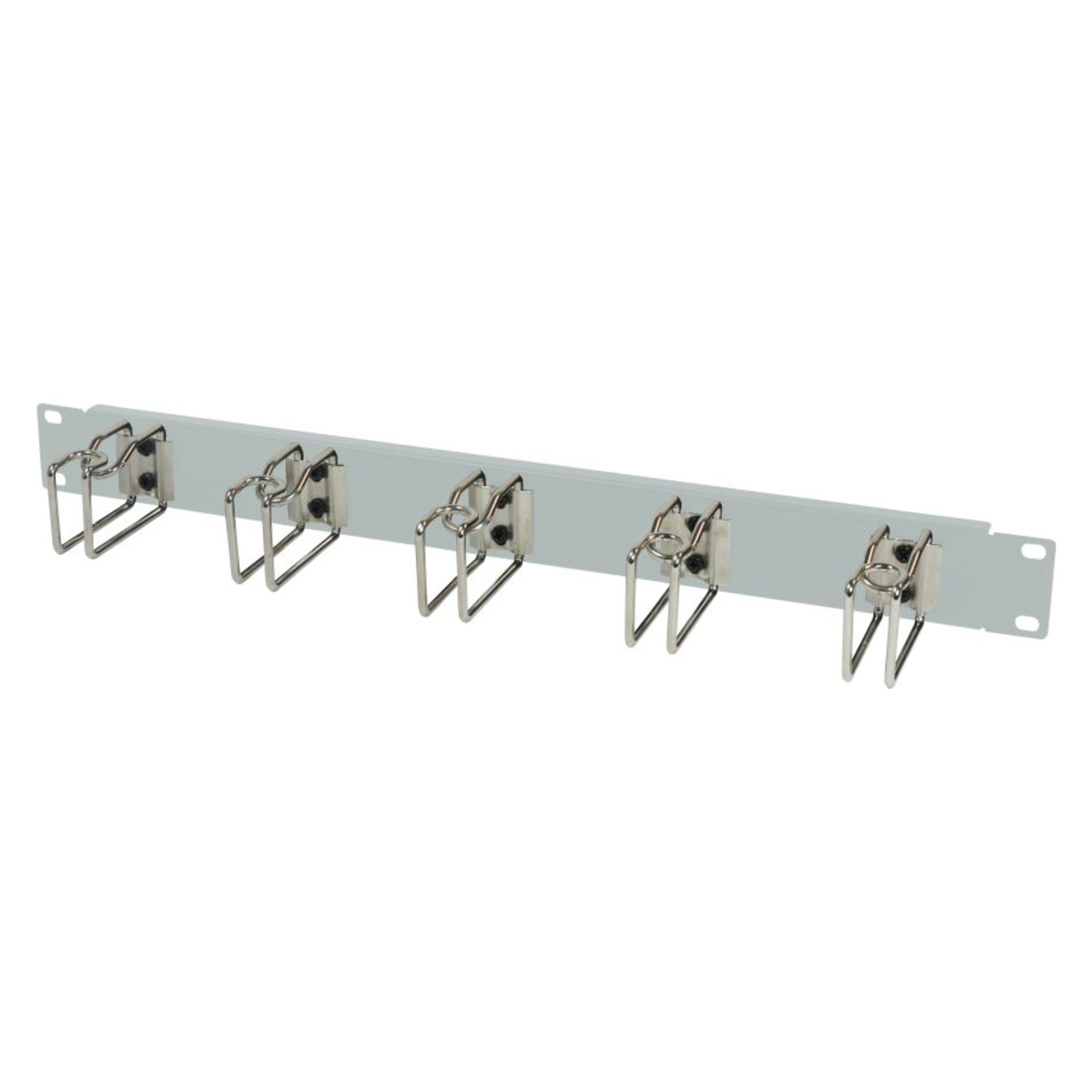 Allnet 19"zbh. Kabelführungsplatte, 1HE, Metall mit 5 grossen Bügeln Lichtgrau (ALL-S0002250)