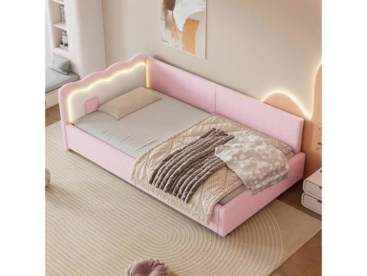 Canapé-lit - Noname - 90x200 cm - Rose - Éclairage télécommandé - Tissu en laine