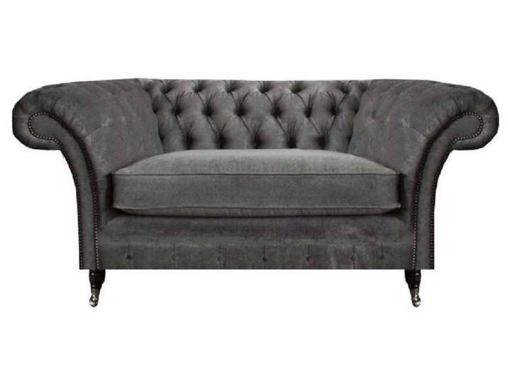 JVmoebel Chesterfield-Sessel Grauer Chesterfield Sessel mit hochwertiger Polsterung (Sessel), Made in Europa