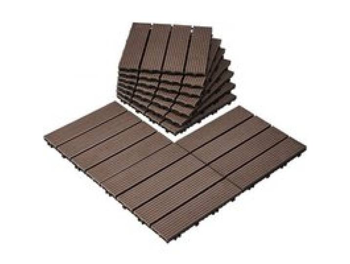 VEVOR Terrassenfliesen, 10er-Set, Balkonfliesen 295 x 295 mm, Klickfliesen, wasserdichter Kunststoff-Bodenbelag für den Außenbereich, Terrassenbodenbelag für Veranda, Pool, Balkon, Dunkelbraun