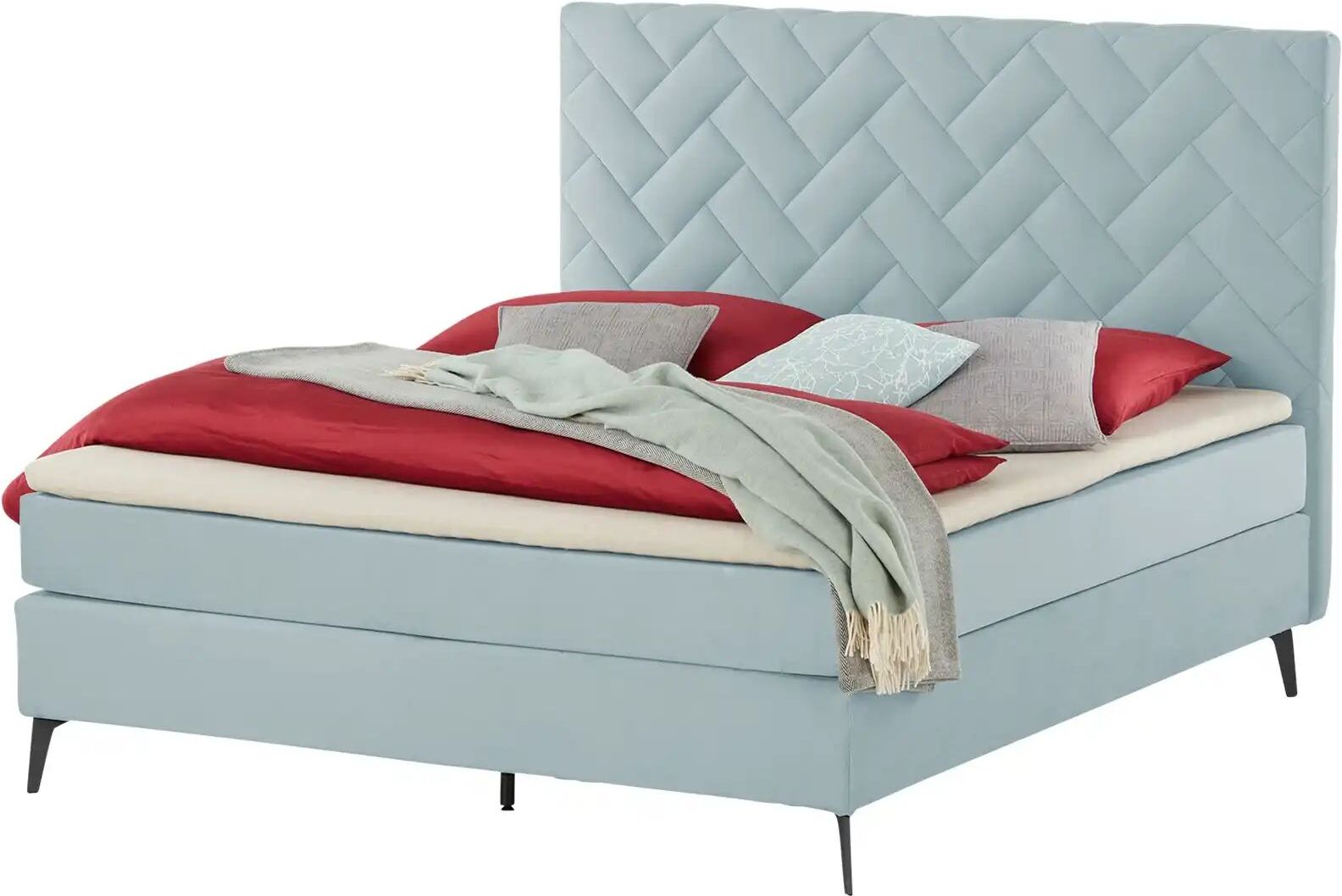 Höffner Boxspringbett  Weave ¦ blau ¦ Maße (cm): B: 160 H: 122