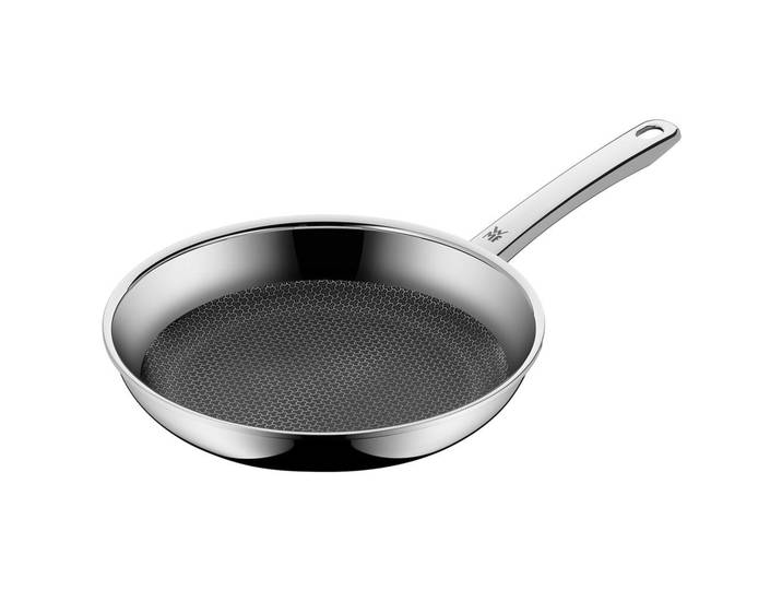 WMF Bratpfanne, Schwarz, Silberfarben, Metall, rund, backofengeeignet, kratzfest, rostfrei, antihaftbeschichtet, ergonomischer Griff, Kochgeschirr, Pfannen, Bratpfannen
