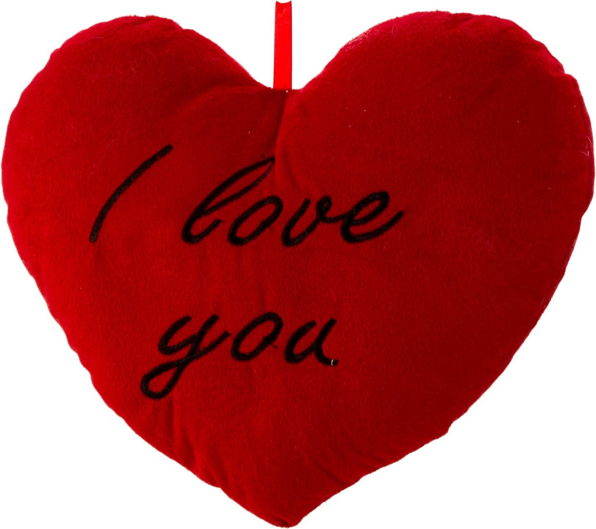 Sierkussentje Valentijn I Love You hartje vorm - Rood - 25 x 33 cm