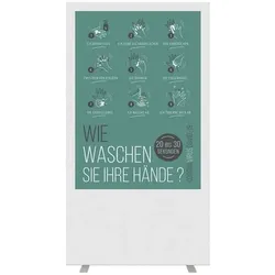 Paperflow Trennwand »Easyscreen« mit Info-Motiv »Hände waschen« 94 x 39 x 174 cm weiß, 94x174x39 cm