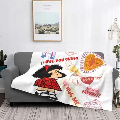 Uplift Picks Love Mafalda Soft Flannel Fleece Cartoon Throw Blanket 9 100x150 Cm