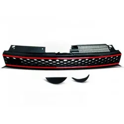 Sportgrill / Kühlergrill passend für VW Golf 6 09-12 schwarz/rot in Wabengitter Design