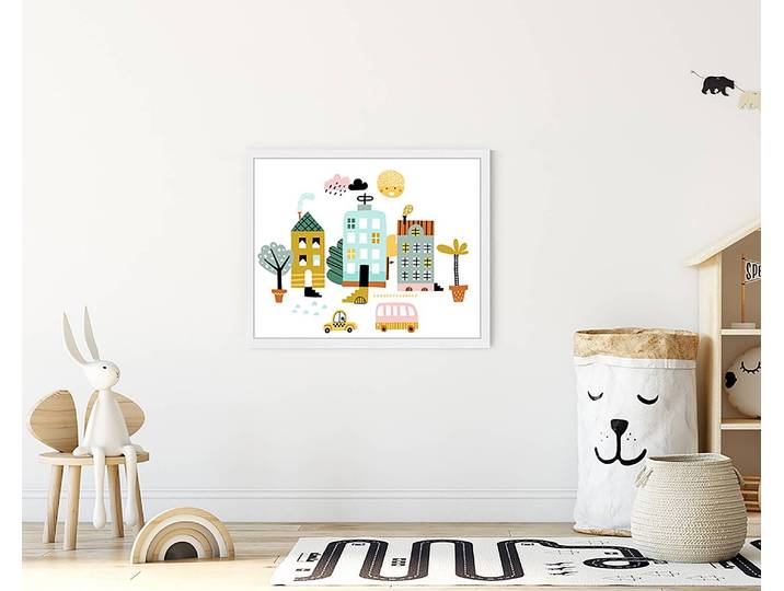 Tableau déco Carton City 43 x 53cm Multicolore