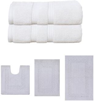 Home Weavers Inc Home Weavers Classy Bath Mat 100% Soft Cotton Super Absorbent 2 Pcs Bath Towel Set & 3 Pc Bath Rug Set, Machine Wash (Set of 5)