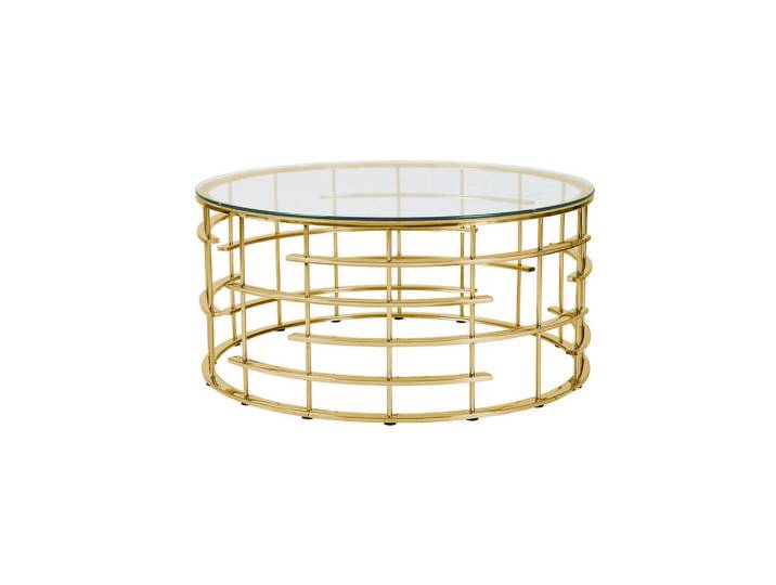 Livetastic Couchtisch, Gold, Metall, Glas, rund, rund, 90x42x90 cm, Wohnzimmer, Wohnzimmertische, Couchtische