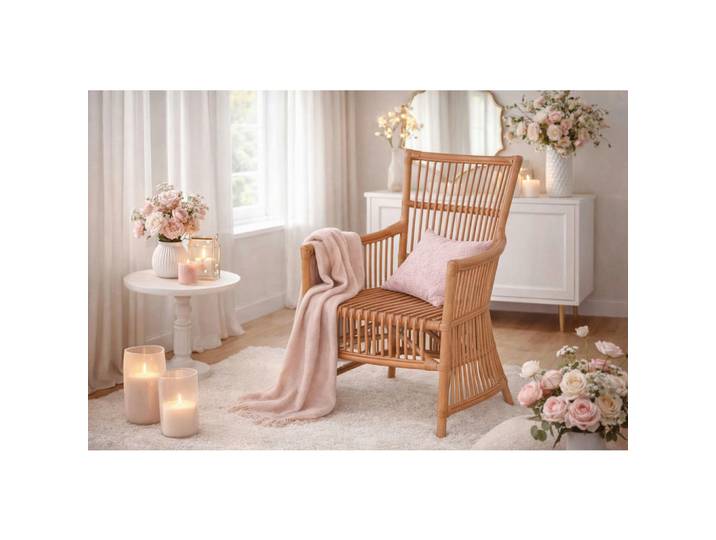 Mid.you Sessel, Honig, Holz, Rattan, massiv, Uni, 62x55x96 cm, inklusive Armlehnen, Wohnzimmer, Sessel, Sonstige Sessel