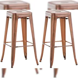 DELUKE® Barhocker 2er Set MILAN - Kupfer, Metall | Barhocker ohne Lehne Barstuhl Tresenhocker Tresenstuhl Kneipenhocker Kneipenstuhl