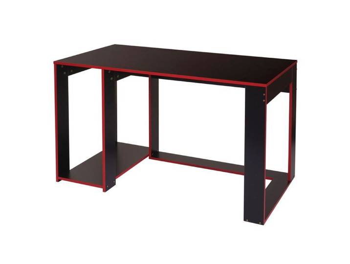 Bureau / Table de bureau pour ordinateur - DÉCOSHOP26 - 04_0001454 - 120x60x76 cm - Noir/rouge - Bordure colorée