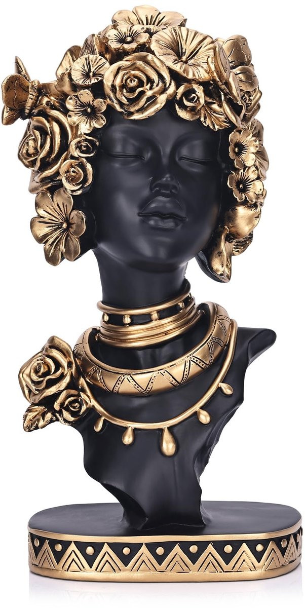 Elzusha Afrikaanse Vrouw Buste Beeld - Vintage Hars Sculptuur Decoratie voor op tafel