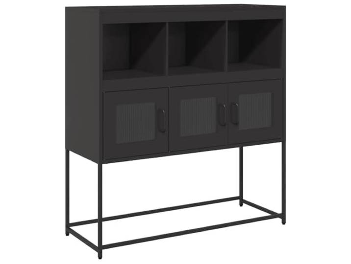 GFMGUEMV Sideboard Schwarz 100,5x39x107 cm Kaltgewalzter Stahl Stahlgestell robust, Metallfüße, ergonomische Griffe, viel Stauraum, vielseitig nutzbar