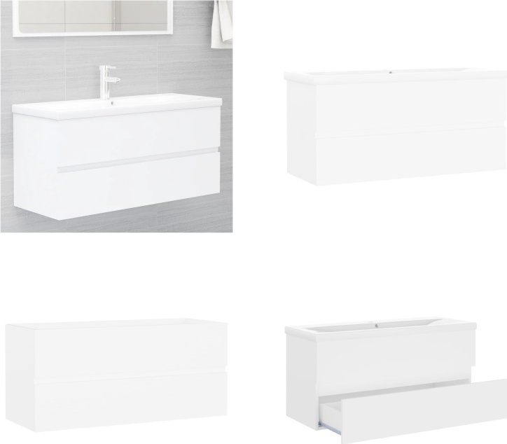vidaXL Waschbeckenunterschrank mit Einbaubecken Weiß Holzwerkstoff - Waschbeckenunterschrank Mit Waschbecken - Waschbeckenunterschränke Mit Waschbecken - Waschbeckenunterschrank - Waschbeckenunterschränke