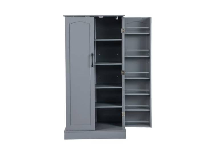Helloshop26 Aufbewahrungsschrank, 60 x 40 x 120,5 cm, multifunktional, modern, mit verstellbaren Einlegeböden, aus MDF, grau, 20_0012704