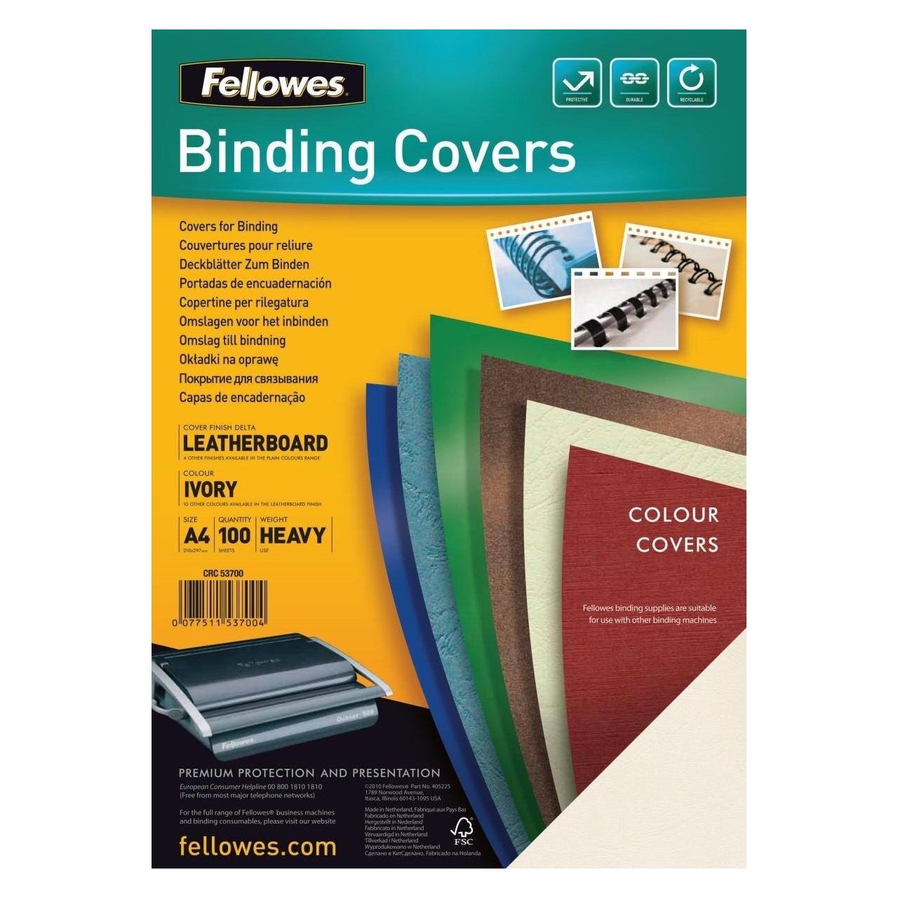 Fellowes Delta Deckblatt mit Lederstruktur, elfenbein (5370004)
