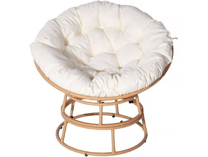 Fauteuil papasan intérieur/extérieur style loveuse Bali - Ø91cm - Beige