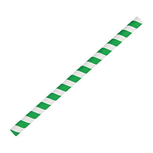 Fiesta Green composteerbare papieren smoothie rietjes met groene strepen, 250 stuks