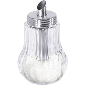 Contacto Zuckerstreuer 330/100, Dosierer mit Ausgießrohr, für Kristallzucker, aus Glas mit Edelstahlverschluss, 150 ml