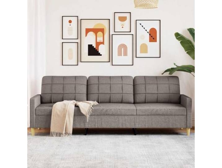 HEFZGDB 3-Sitzer-Sofa Taupe 210 cm Stoff Polyestergewebe Metallgestell Wohnzimmer Sitzgruppe mit gepolsterten Sitzflächen atmungsaktiv strapazierfähig modernes Design robuste