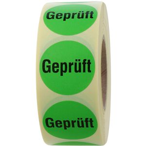 Böttcher-AG Hinweisetiketten Geprüft, Ø 30 mm, selbstklebend, 1.000 Stück