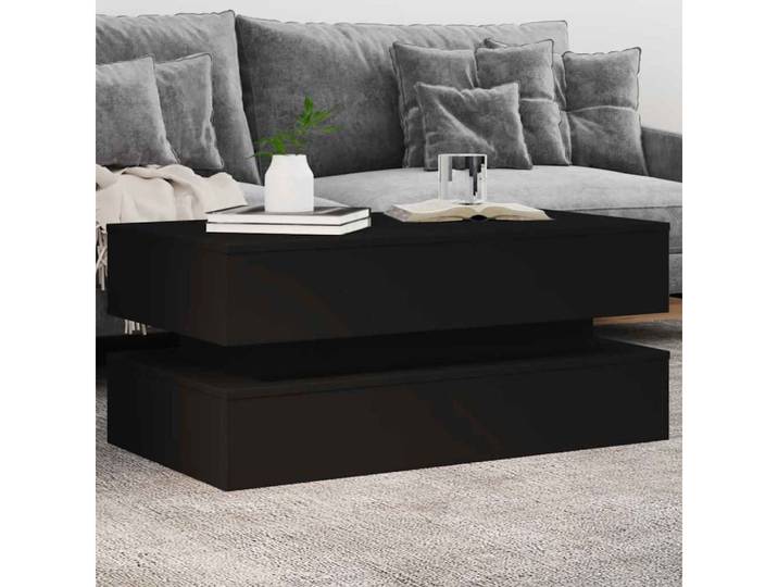 vidaXL Couchtisch vidaXL Couchtisch mit LED-Leuchten Schwarz 90x50x40 cm